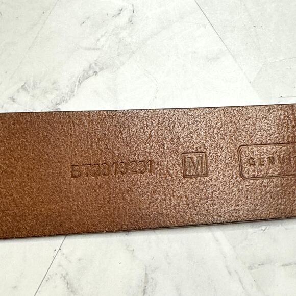 Fossil Brown Leather Sz Medium Womens Belt Silver Tone Buckle Pink Olive Stripe - Picture 3 of 7